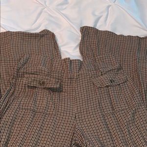 AE High Rise Plaid Palazzo Culotte Wide Leg Pants